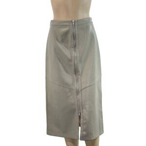 THE PRIMARK EDIT Women's Faux Leather Midi Skirt Khaki Size 6 US